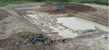 Construction of a water pond in in Kalungu District