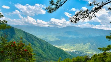 View of mountains in Bhutan